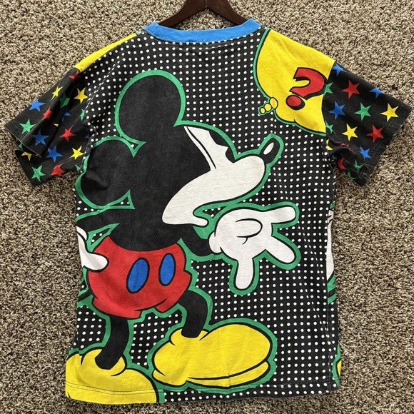 Mickey & Co Vintage Pajama Set Medium Allover Graphic Stars Polka Dot 90s Disney - Picture 6 of 14